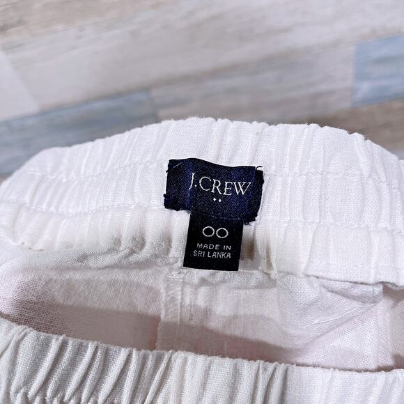 J CREW Linen Cotton Drawstring Ankle Pants White Mid Rise Straight Leg Womens 00 - Picture 5 of 7